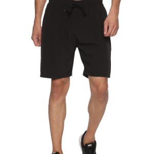 Men's Polyester Solid Sports Casual Shorts -Black