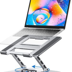 Adjustable Laptop Stand for Desk Ergonomic Riser with 360° Rotating Base Foldable Notebook Computer Holder Compatible MacBook Air Pro Dell XPS More 10-17" Laptops
